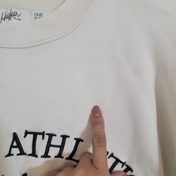 Mayfair Group Athletic Club Sweatshirt Embroidered OS Cream Oversized Tennis - Picture 12 of 16